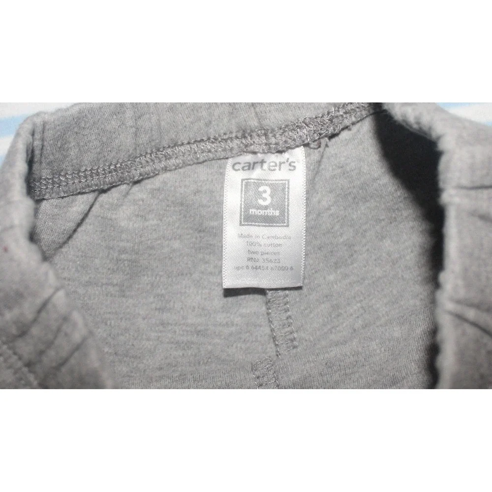 Carters Baby Essentials Boy 3 Month Bodysuit Pants Lot Blue Grey 4 Piece Set